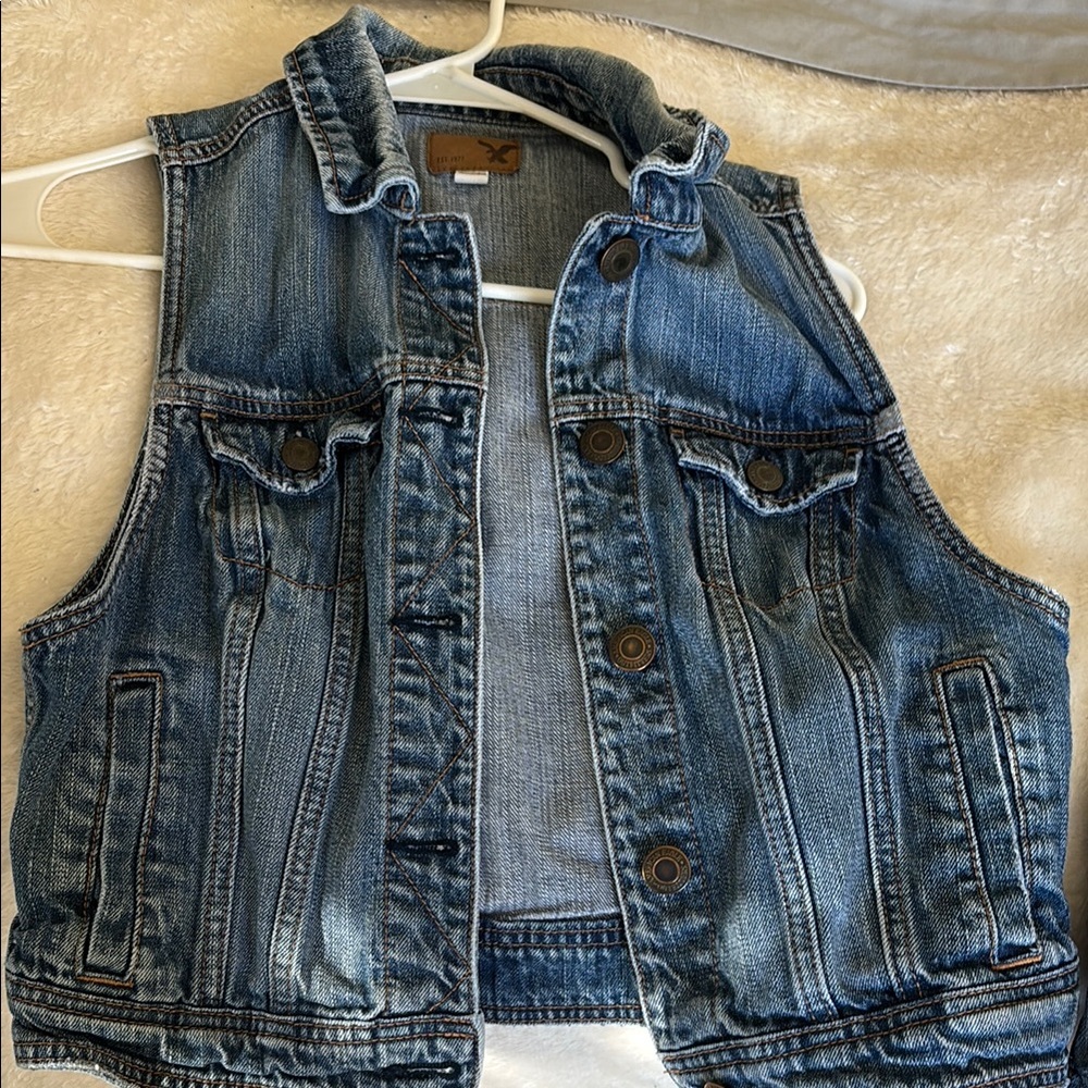 American Eagle Outfitters Blue Denim Vest